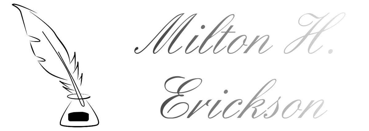 Feder im Tintenfass. Aufschrift: Milton H. Erickson